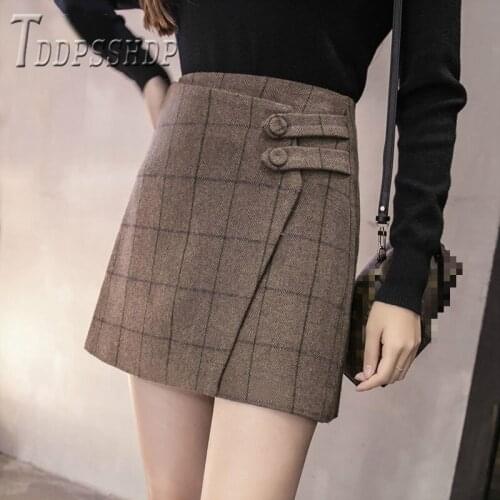 2019 Mini Women Woolen Skirt Korean Slim High Waist Female Skirts