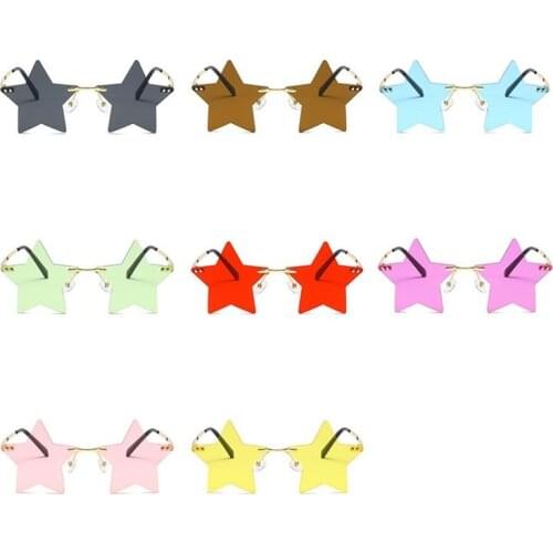 Rimless Sun glasses Women 2020 Trendy Five Star Sun Glasses Men Personality Pentagram Glasses Clear Lens Eyewears Driver Goggles