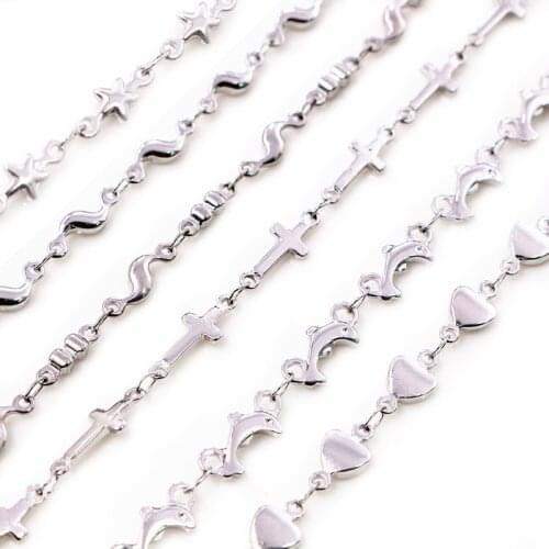 1 Meters Stainless Steel No fade 3.5mm Handmade S Cross Necklace Chain DIY Jewelry Findings Making Materials Handmade Supplies