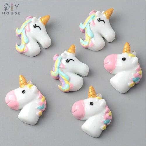 10/20Pcs Cute Unicorn Planar Resin Color DIY Craft Supplies Resin Art Basteln Cream Phone Shell Decor Hair Accessories Material