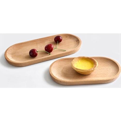 2Pcs/Set Simple Wooden Round Square Dessert Storage Tray Home Kitchen Cupcake Fruit Saucer Snack Display Plate