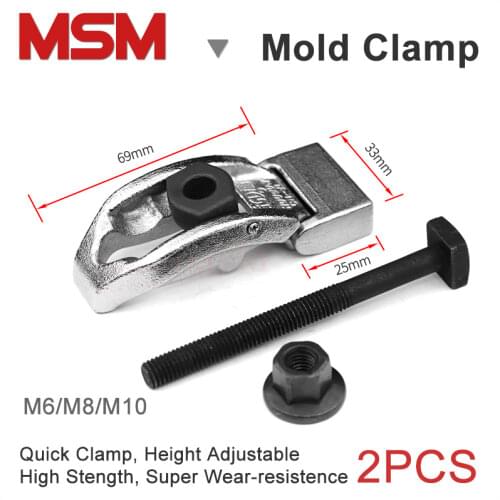 Press Plate Quick Mold Clamp M6/M8/M10 T-bolt Tool Fixture Plater Fixed for Molding Milling Drilling Engraving Machine (2PCS)