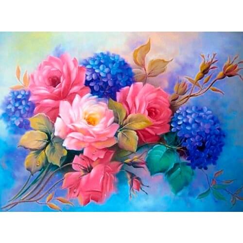 5D DIY Diamond Painting Flower Rose Vase Cross Stitch Kit Full Drill Embroidery Mosaic Art Picture With Rhinestones Decor Gift