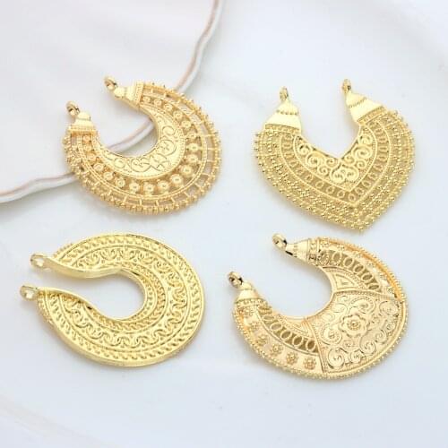 6pcs/lot Zinc Alloy Gold Metal Round Heart Connector Pendant Charms Used For DIY Earrings Jewelry making Finding accessories