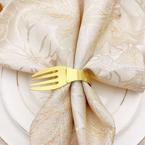 6pcs Gold Napkin Rings Food Fork Napkin Holder For Wedding Restaurant Home Table Decoration Party Supplies Napkin Buckle Holder