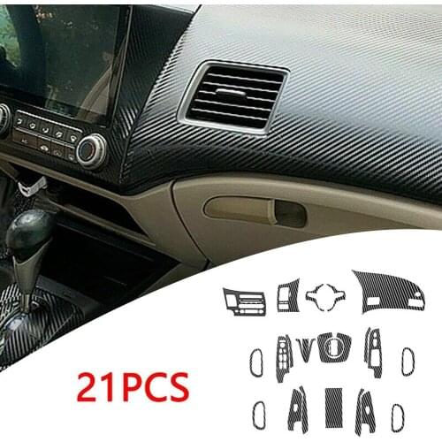 Car Glossy Carbon Fiber Wrap Trim Sticker 3D Pattern Car Interior Decals Trim For Honda Civic 2006-2011