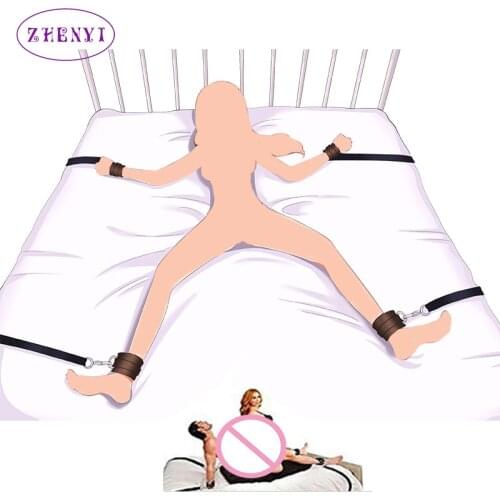 BDSM Couples Sex Toys Bondage For Under Bed Kit Rope Handcuffs Bondage Sm Set Restraints Chastity Wrists Ankle Cuffs For SexToys
