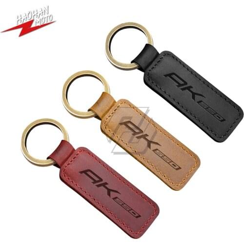 For KYMCO AK550 AK 550 Motorcycle Cowhide Crazy Horse Skin Keychain Key Ring