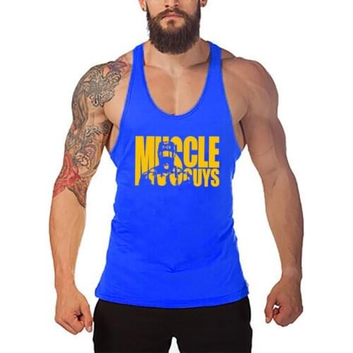 Muscleguys Brand 2020 Bodybuilding Fitness Stringer Men Tank Top Vest slim fit Undershirt Workout Tank Tops