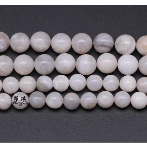 Natural Stone White Crazy Agates Round Loose Beads 4 6 8 10 12mm Pick Size For Jewelry Making Bracelet Necklace Accessories 15