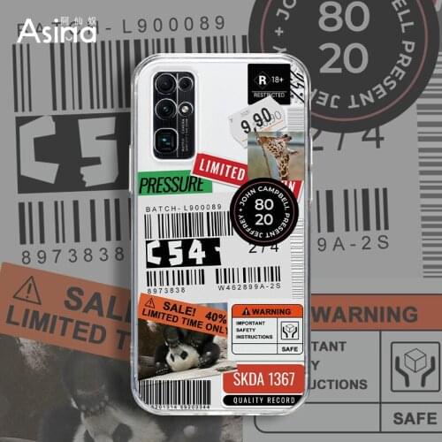 ASINA Transparent TPU Case For Honor 50 20 30 Pro 8x 9x 9a Ins Style Tag Cover Bumper For Honor View 30 40 Fashion Label Capa