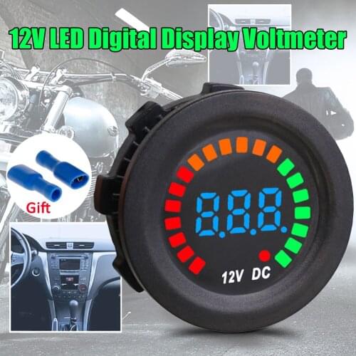 DC 12V Car Motorcycle Digital Panel Voltmeter Voltage Meter Tester W/Led Display For Motorcycle Boat ATV Truck Refit Accessories