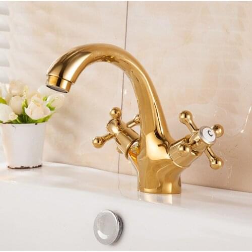 European basin faucet copper single hole horns antique home wash cold water and hot water function for the faucet