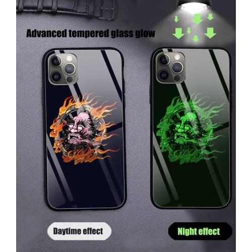 GetsuFumaDen Undying Moon Phone Cases Glow Luminous Tempered Glass For iPhone 11 12 Pro XR XS MAX 8 X 7 6S Plus SE 12Mini cover