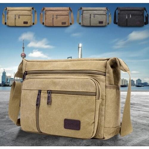Canvas Messenger Bag for Men Vintage Water Resistant Waxed Crossbody bags Briefcase Padded Shoulder Bag for Male Handbag