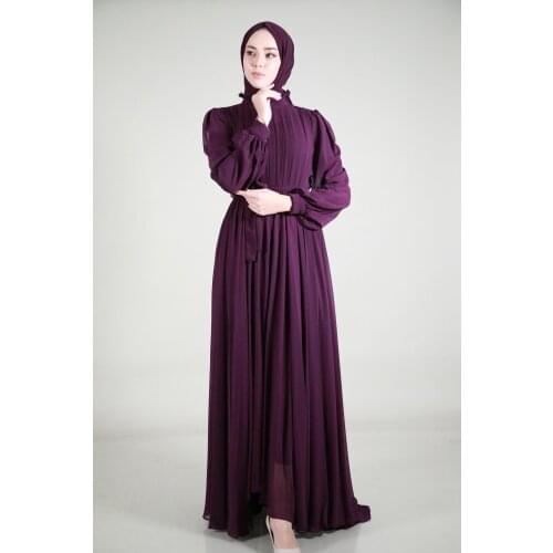 Tail And Belt Detailed Hijab Womens Evening Dress Muslim Hijab Chiffon Eid Mubarak Party Evening Long Dress Islamic Clothing