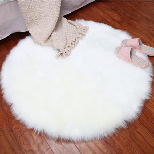 Faux Fur Artificial Skin Rectangle Fluffy Chair Seat Sofa Cover Carpet Mat Area Rug Living Bedroom Home Decoration White
