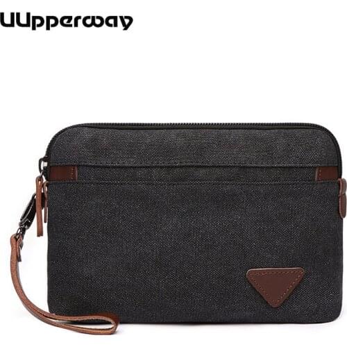 Famous Brand Canvas Envelope Men Clutch Bag Fashion Man High Capacity purse Male Clutch Wristbands Zipper Mens Long Wallet Bags