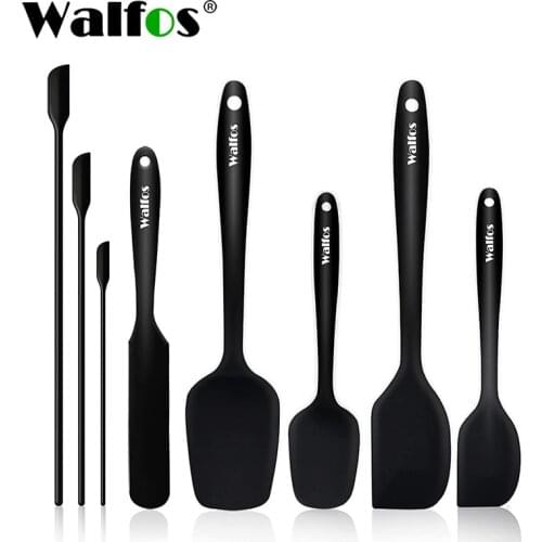 WALFOS Food Grade Non Stick Butter Cooking Silicone Spatula Set Heat Resistant Kitchen Silicone Scraper Spatulas & Mini Spatulas