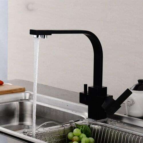 Kitchen Multifunctional Black basin Faucet Drinking Water Cranes Hot&Cold Water Mixer Tap antique Brushed Pure Water Faucets