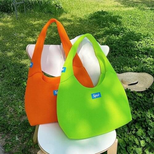 2021 New Design Neon Green Orange Mesh Composite Bag Fashionable Armpit Bag Underarm Shoulder Bag for Women Purses and Handbags