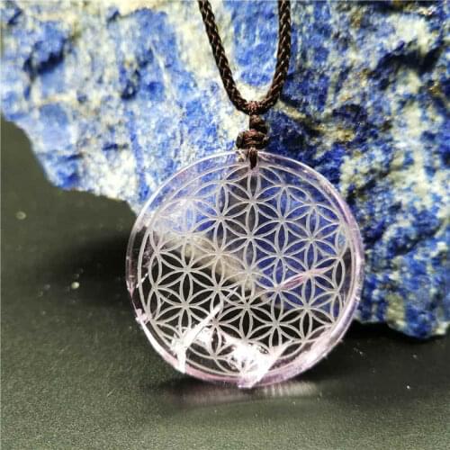 Natural stone quartz Purple crystal crystal pendant pendulum flower of life pendants chakra suspension healing