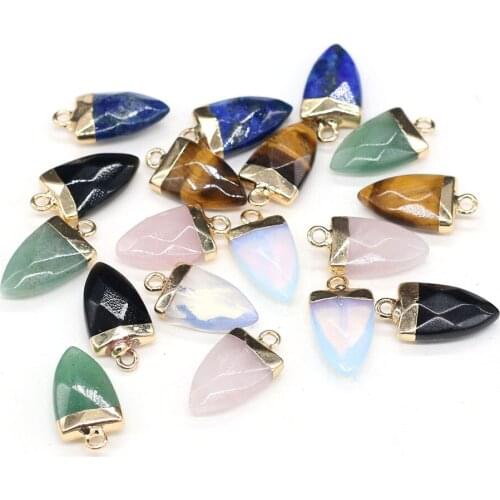 Natural Stone Pendants Exquisite Horn Shape Faceted Crystal Agates Opal Charms for Jewelry Making Necklace Bracelet Gift