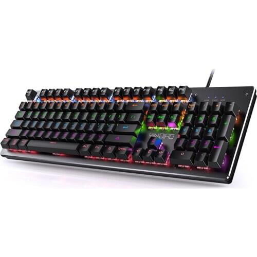 Full Size Real Mechanical Gaming Keyboard Multicolor Backlit Punk 104 Keys USB Wired For PC Desktop Laptop Blue Brown Black Axis