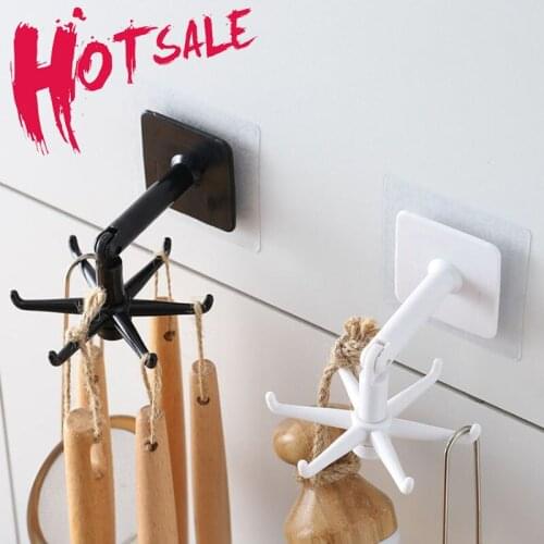 Punch-free 360° Rotated Portable Oversized Weighing Hook Kitchen Utensils Waterproof Non-marking Stickers Hanger Bathroom Rack
