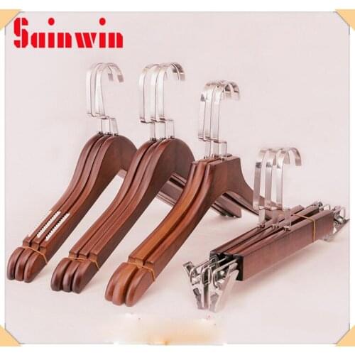 Sainwin 5pcs/lot Female hangers for clothes rack adult wood pants hanging vintage slip-resistant hanger wooden pants clip
