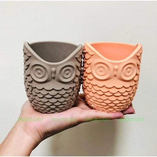 Epoxy Resin Silicone Mold 3D Owl Design Creative Storage Tank Mold Succulent Container Making Concrete Flower Pot Mold