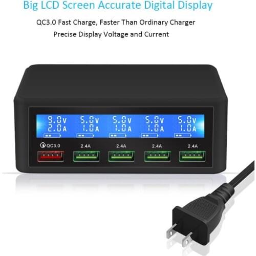 5 Port Usb Multi Charger Station Quick Charge 3.0 Fast Charging Multiple Usb Charger Hub Led Display Qc 3.0 Universal Chargers