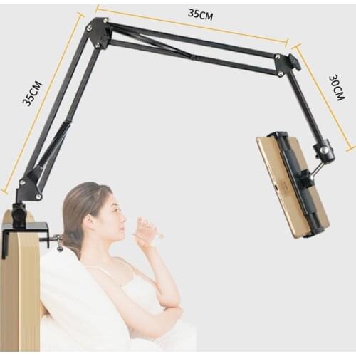 360 Rotating Flexible Long Arms Mobile Phone Holder For iPhone Xiaomi Desktop Bed Lazy Bracket Phone Stand Metal Clamp Support