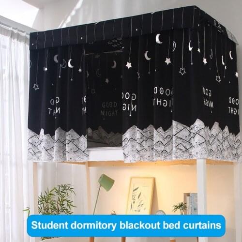 Printed Dormitory Bed Curtain with Rope & Clasp College Single Bed Shade Cloth for 4/4.5 inch Bunk Bed STTA889