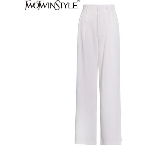 TWOTWINSTYLE Casual Solid Ruched Pants For Women High Waist Loose Black Trouser Female Fashion New Clothing 2021 Spring Tide