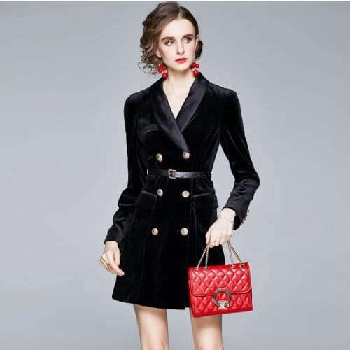ZUOMAN Women Autumn & Winter Elegant Blazer Dress Festa High Quality Vintage Office Party Robe Femme Designer Velvet Vestidos