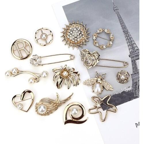 1Pcs/Lot Pearl Rhinestone Crystal Metal Alloy Buttons Brooch Pins for Badge Cufflinks DIY Buttons for Crafts Sewing Accessories