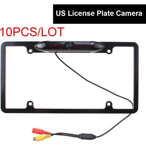 10pcs Car Rear View Backup Camera 8 IR Night Vision US License Plate Frame Color