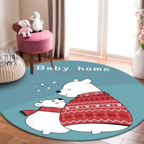 200cm Fashion Cartoon Cute Polar Bear Round Living Room Bedroom Hanging Basket Chair Non-slip Floor Mat Carpet Customization