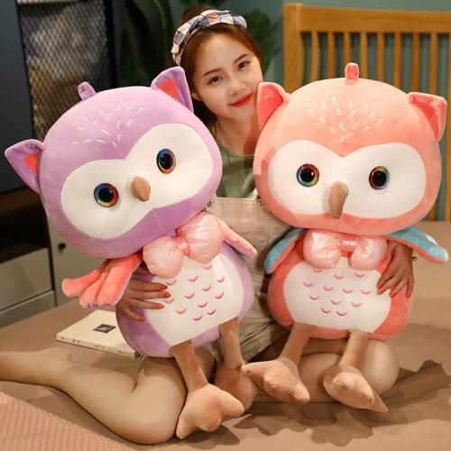 25cm High Quality Newborn Doll Cute Owl Pillow Lovely Owl with Wing Plush Toys Colorful Bird Doll Birthday Gift For Kids Baby