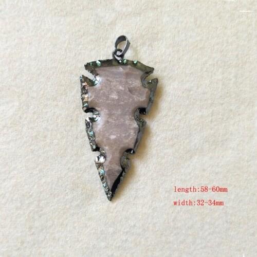 5pcs Natural stone Arrow Pendant, Gun Black Metal Plated Arrowhead Shape Rough Raw Stone Making Jewelry necklace Making P227