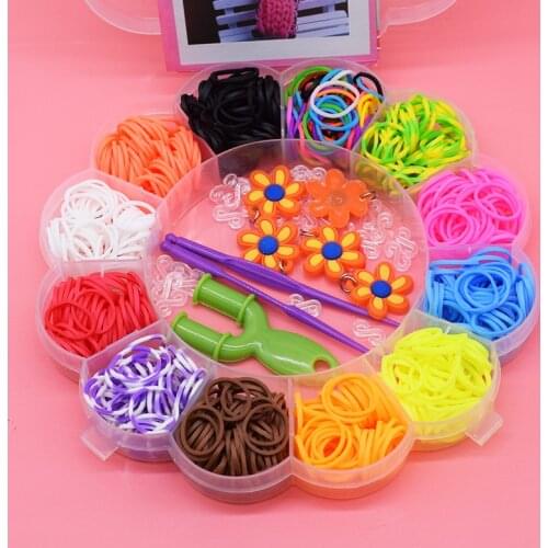 600pcs Diy colorful gum kids toys rubber bands bracelet loom for girl hair band refill make woven bracelets cute sunflower gift