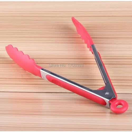 7" Silicone Food Clamp Silicone Head Food Tongs Bread Clamp BBQ Baking Cake Tong Free Shipping
