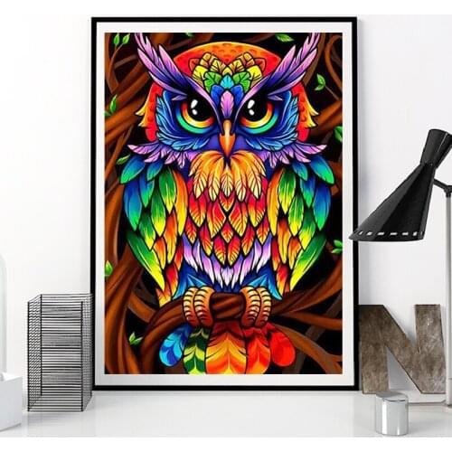Diy 5D Diamond Painting Owl Color Animal Cross stitch Kit Full Diamond Embroidery Mosaic Picture With Rhinestones Decor Gift