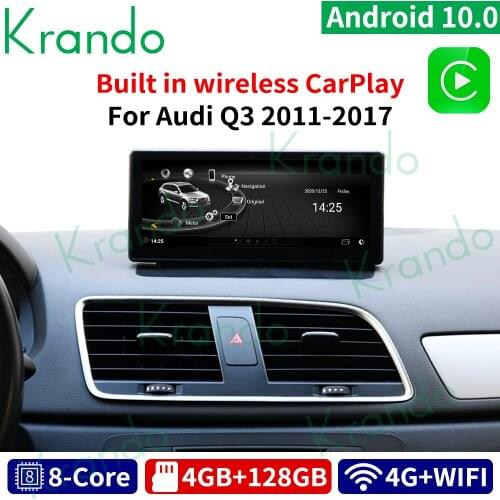 Krando Android 10.0 8.8'' IPS 4+64G Car Radio Audio Stereo Navigation GPS for Audi Q3 Multimedia Player Bluetooth WiFi Carplay