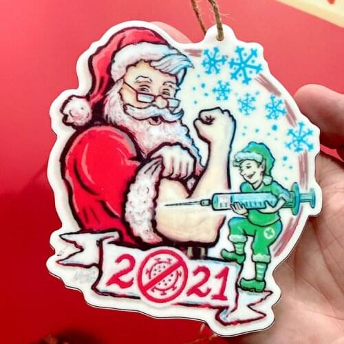 Car Christmas Tree Ornament Santa Claus Injection Tree Hanging Decoration Hanging Acrylic Hanging Pendants for Home Auto Decor