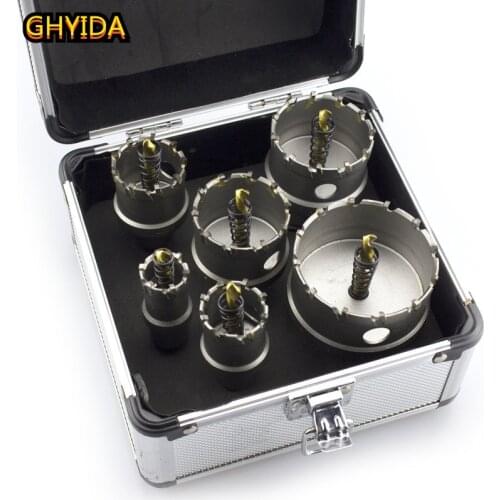 Free Shipping6pcs/Set 22-40mm TCT Hole Saw Drill Bit sets Alloy Carbide Cobalt Steel Cutter Stainless Steel Plate Iron Metal