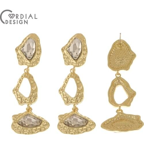 Cordial Design 30Pcs 23*70MM Earring Accessories/Rhinestone Earrings Stud/Irregular Shape/DIY Making/Jewelry Findings Components