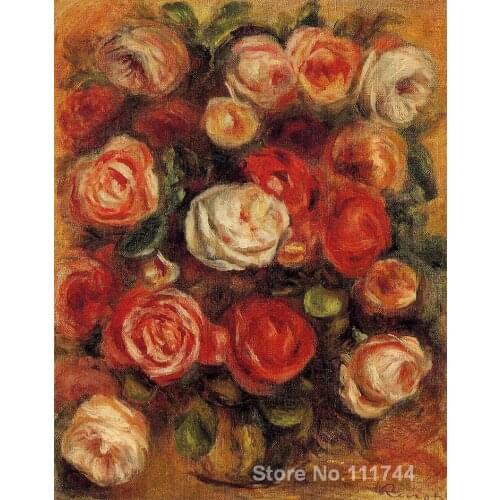Flowers Oil painting Vase of Roses Pierre Auguste Renoir artwork for sale Handmade High quality