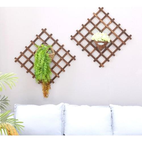 Wooden Lattice Square Anti-corrosive Wall-mounted Flower Stand Outdoor Garden Courtyard Narrows The Fence Indoor Home Decor